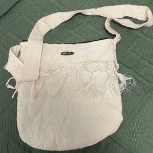12in X 13in Tan and White Hobo Purse